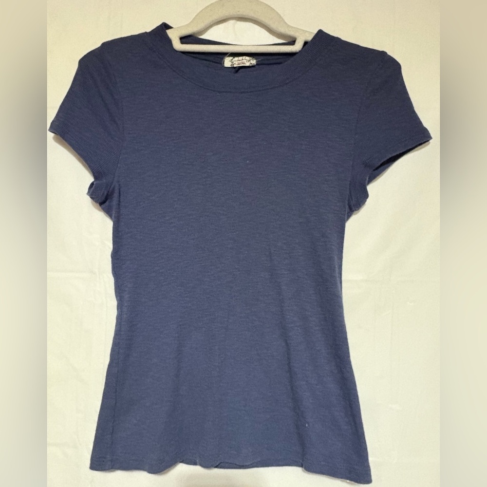 Free People Blue Ribbed T-shirt size large
